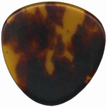 Grisman pick in tortoiseshell celluloid, printing worn away